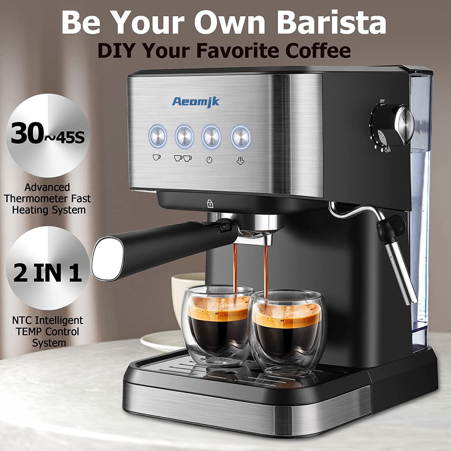 Aeomjk Coffee Machine Italian Semi-automatic Concentrated High