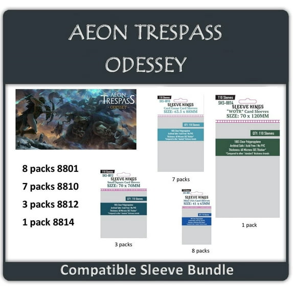 "Aeon Trespass: Odyssey" Compatible Sleeve Bundle (8801 X 8 + 8810 X 7 + 8812 X 3 + 8814 X 1)