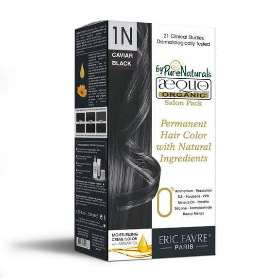 Aequo Organic Cream Salon Pack Hair Colour 1N Jet Black for Men and Women,120 ML|Natural Long Lasting Permanent Color for Hair, Beard & Mustache|100% Grey Coverage| PPD & Ammonia Free (Pack Of 1)
