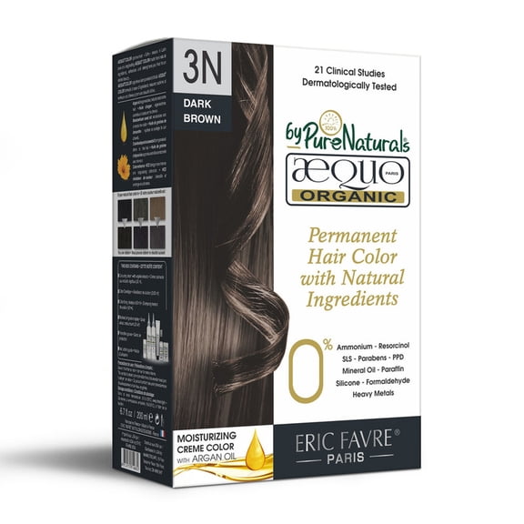 Aequo Organic IMP Cream 3N Dark Brown Hair Colour For Women, 200 ML| Natural Long Lasting Permanent Hair Color for Men Beard & Mustache| 100% Grey Coverage| PPD & Ammonia Free (Pack Of 1)