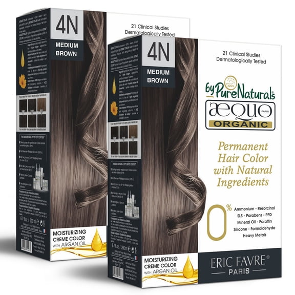 Aequo Organic IMP Cream 4N Medium Brown Hair Colour For Women, 200 ML| Natural Long Lasting Permanent Hair Color for Men Beard & Mustache| 100% Grey Coverage| PPD & Ammonia Free (Pack Of 2)
