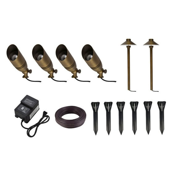 Aera cast brass landscape lighting full starter pack of 6 kit 1