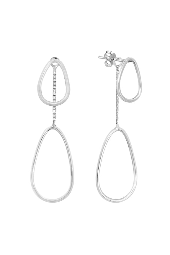 Abstract Geometry 2-piece Front-to-Back Ovals Sterling Silver Post Drop Earrings