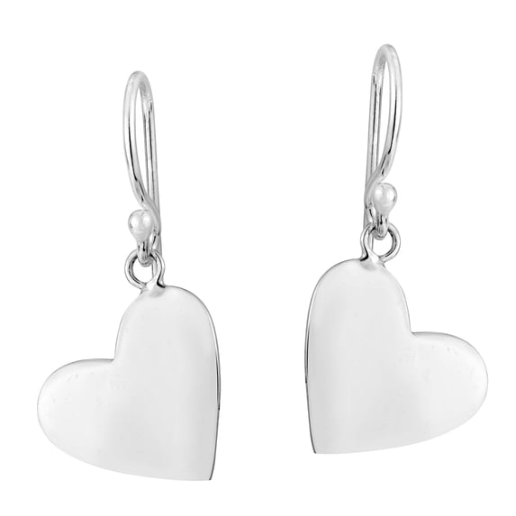 AeraVida Accent of Love Tilted Heart Sterling Silver Dangle Earrings