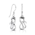 thumbnail image 1 of AeraVida Adorable Gray Feline Cat Inspired .925 Sterling Silver Cat Lovers Animals Jewelry Gift Dangle Earrings for Women Accessories Anniversary Jewelry Gift, 1 of 8