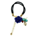 thumbnail image 1 of AeraVida Amazing Blue Rose & Stone Beads w/ Pearls on Braided Leatherette Bracelet, 1 of 4