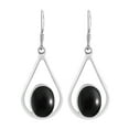thumbnail image 1 of AeraVida Bali Style Teardrops Oval Black Onyx Stone .925 Sterling Silver Dangle Earrings, 1 of 5