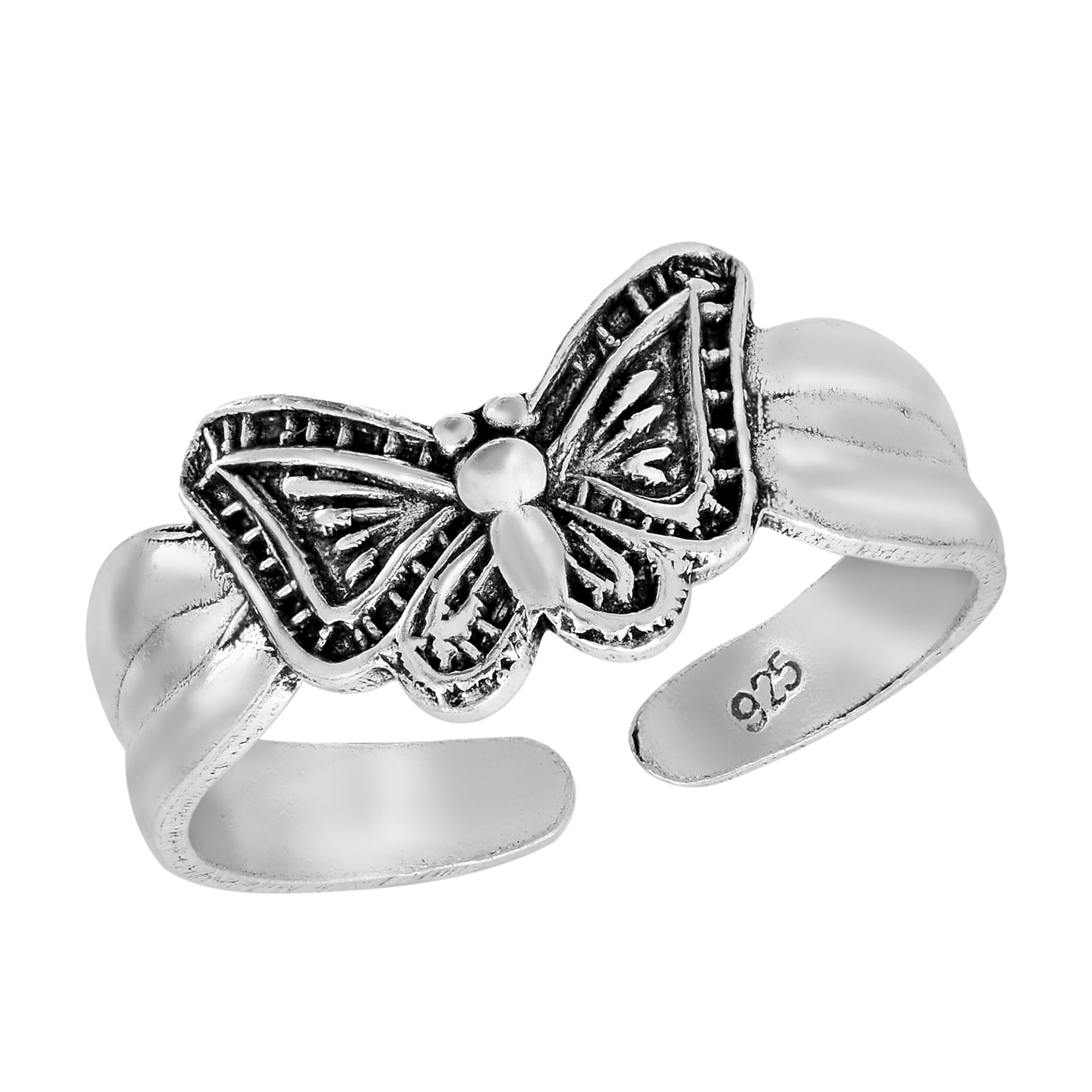 AERAVIDA Beautiful Spiritual Butterfly .925 Sterling Silver Summer Trends Toe or Pinky Ring Jewelry Gifts for Women