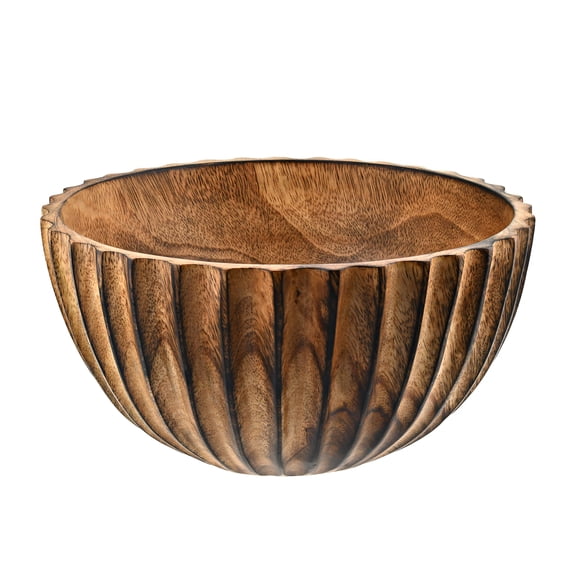 AeraVida Beautifully Textured Mango Tree Wood Brown Stain 10 Inches Kitchen Serving Bowl