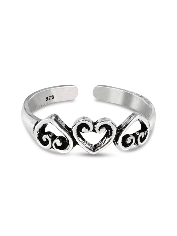 Boho Promise Heart Valentine Love .925 Silver Toe or Pinky Ring Beach Bohemian Inspired Jewelry Gift for Women Anniversary