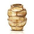 thumbnail image 1 of AeraVida Brown Stained Carved Oval Pattern Mango Tree Wood Vase, 1 of 4