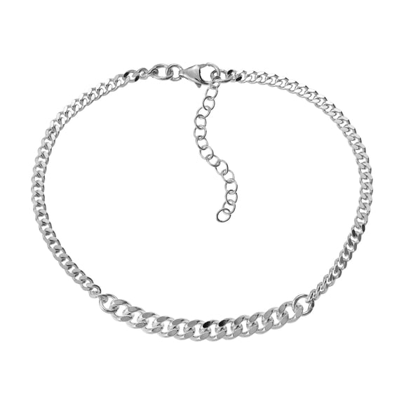 AeraVida Casual Simple Sleek Curb Link Chain Sterling Silver Bracelet