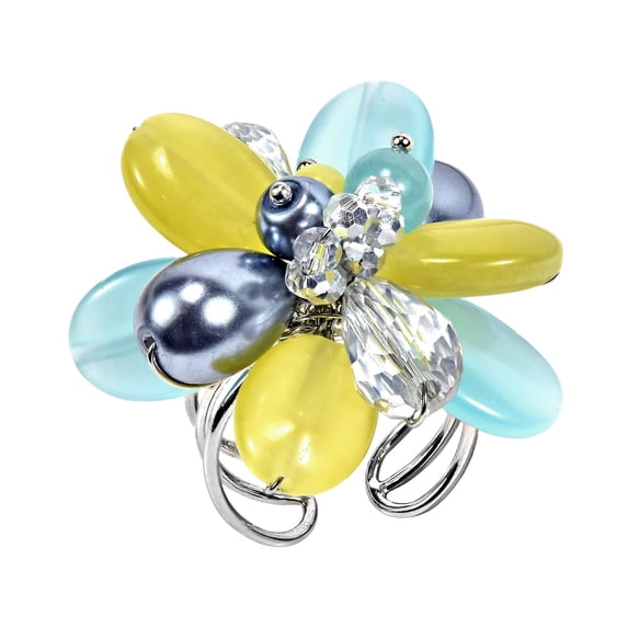 AeraVida Charming Blue Yellow Cluster Multi Color Stone Adjustable Ring