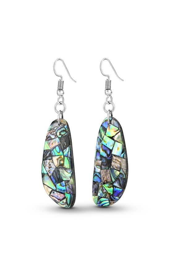 Chic Casual Abalone Shell 925 Sterling Silver Dangle Earrings,19x69mm