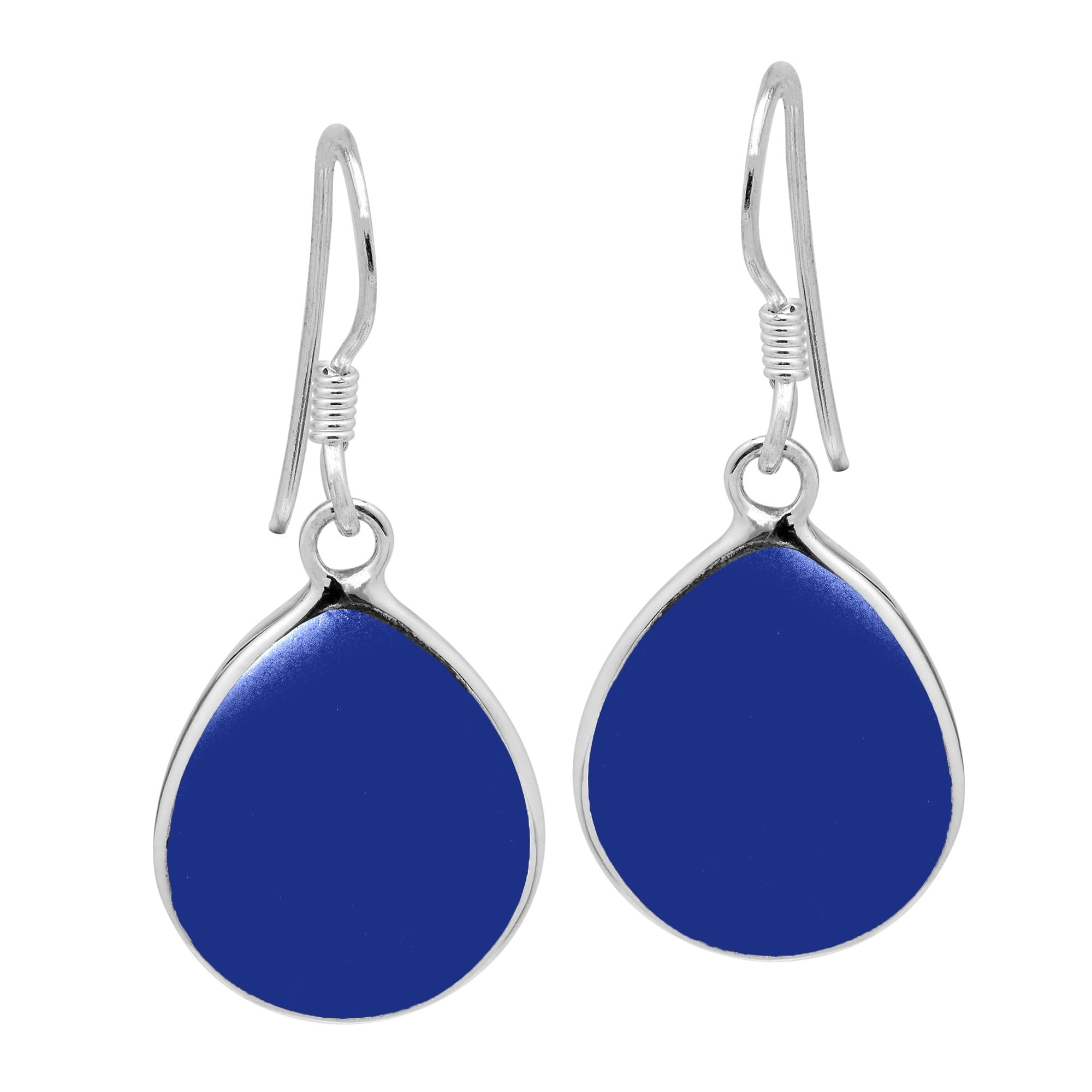 AeraVida Chunky Classic Teardrop or Raindrop Blue Lapis Inlay Sterling Silver Dangle Earrings Anniversary Jewelry Gift for Women Accessories