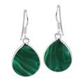 thumbnail image 1 of AeraVida Chunky Teardrop Green Malachite Inlay Sterling Silver Dangle Minimal Evening Earrings Anniversary Jewelry Gift for Women, 1 of 5