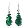 thumbnail image 1 of AeraVida Classic Teardrop Shaped Green Malachite Inlaid Sterling Silver Dangle Earrings Anniversary Accessories for Women Jewelry Gift, 1 of 4