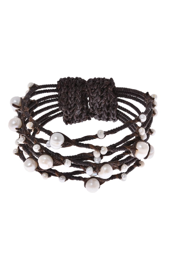 Contempo Criss Cross Rope Wrap Wire Cultured Freshwater White Pearl Cuff