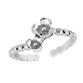 thumbnail image 1 of AeraVida Cute Adjustable Conjoined Twin Flowers Beaded Band Sterling Silver Toe or Pinky Ring for Women Accessories Jewelry Gift Anniversary, 1 of 4