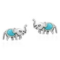 thumbnail image 1 of AeraVida Cute Sterling Silver Nature Inspired Elephants Simulated Blue Turquoise Inlays Stud Earrings Anniversary Jewelry Gift for Women Accessories, 1 of 5