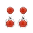 thumbnail image 1 of AeraVida Dainty Circles Red Coral Inlay Sterling Silver Post Drop Modern Earrings Anniversary Jewelry Gift for Women Accessories, 1 of 5