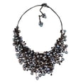 thumbnail image 1 of AeraVida Dark Iridescence Cultured Black Pearl Strings Bib Statement Necklace, 1 of 6