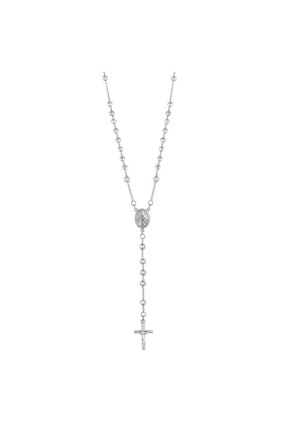 Devoted Faith Rosary-Inspired Cross Sterling Silver Lariat Necklace