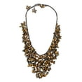 thumbnail image 1 of AeraVida Dramatic Evening Wear Brown Tones Tiger's Eye Stone Waterfall on Cotton Rope Toggle Clasp Bib-Style Necklace Jewelry Gifts for Women, 1 of 5
