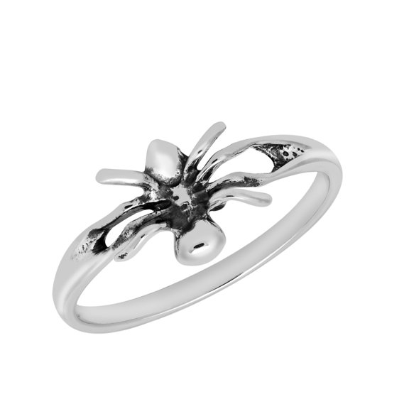 AeraVida Edgy Halloween Crawling Spider Sterling Silver Ring-8