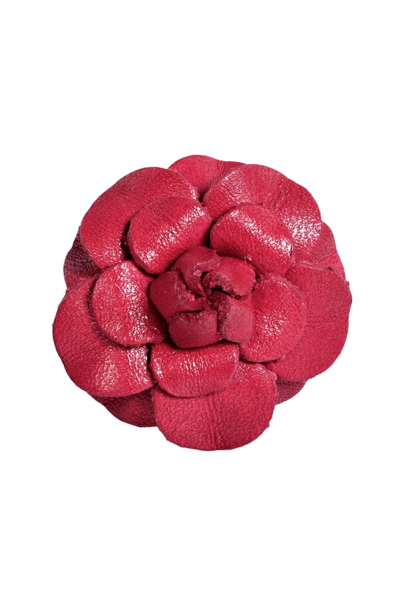 Elegant Blooming Hot Pink Rose Genuine Leather Statement Ring