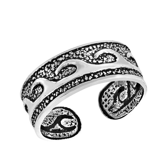 AeraVida Elegant and Trendy Ocean Waves Sterling Silver Toe or Pinky Ring Surf Inspired Summertime Fashion Beach Wear Casual Unisex Jewelry Gifts