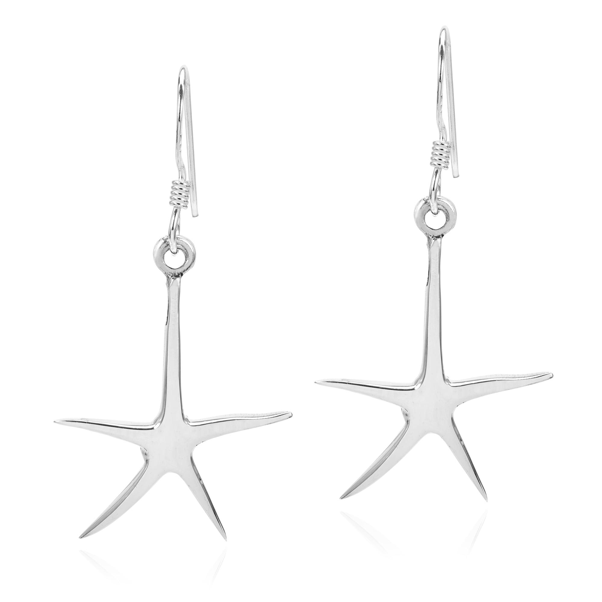 AERAVIDA Enchanting Ocean Sterling Silver Starfish Dangle Earrings