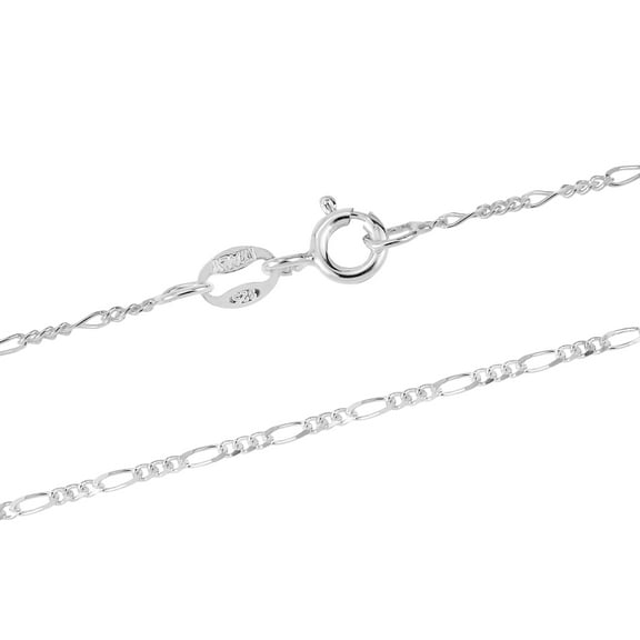 AeraVida Everyday Dainty 1mm Plain Figaro Chain 18-inch Sterling Silver Necklace | Minimalist Sterling Silver Necklace for Men and Women | Unisex Versatile Long Chain Necklace Accessories