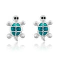 thumbnail image 1 of AeraVida Everyday Ocean Mini Turtles Blue Enamel Animals Sterling Silver Stud Earrings, 1 of 4