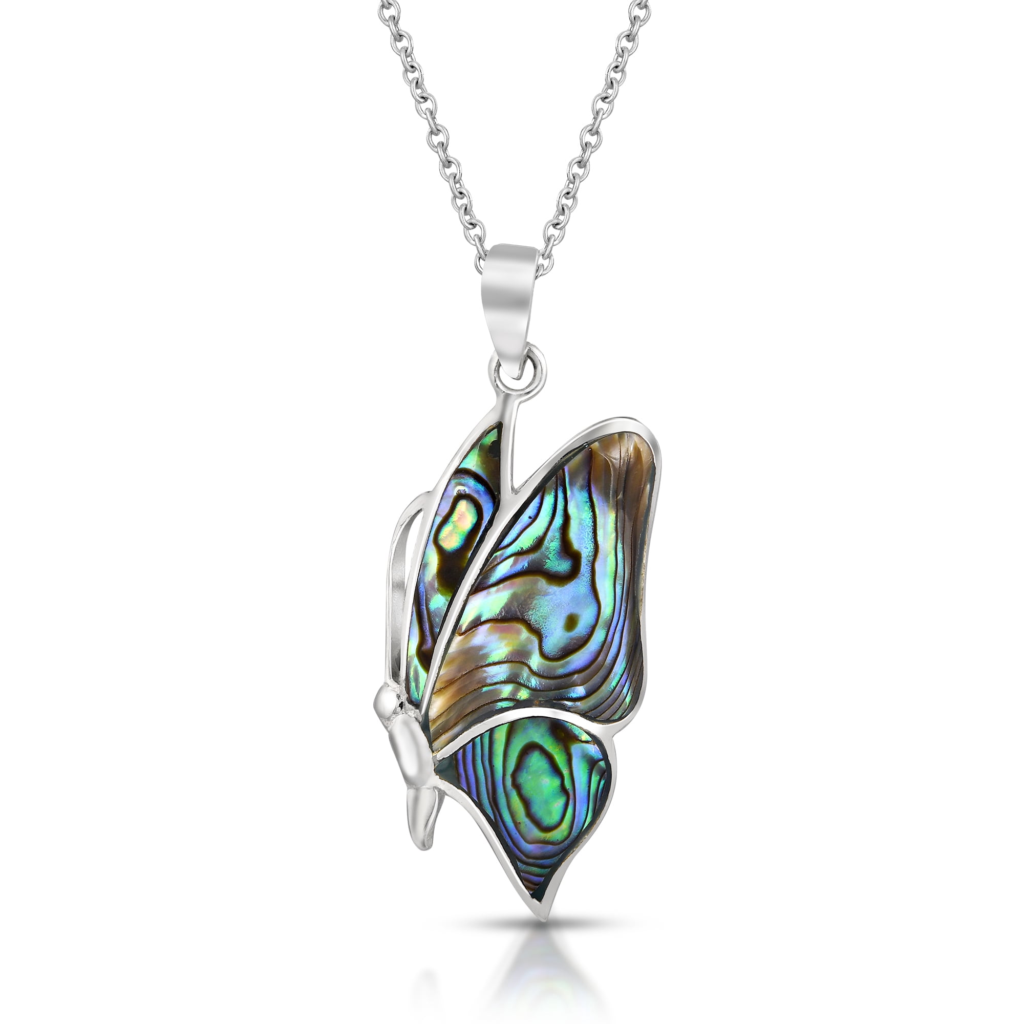 AeraVida Flying Monarch Butterfly Abalone Shell Sterling Silver Animal Inspired Necklace for Female Adult