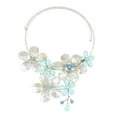 thumbnail image 1 of AeraVida Forest Statement Pearl Seashell Blue Glass Beads Flower Garden Choker Necklace, 1 of 4