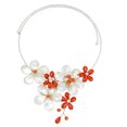 thumbnail image 1 of AeraVida Forest Statement Pearl Seashell Orange Glass Beads Flower Garden Choker Necklace, 1 of 4