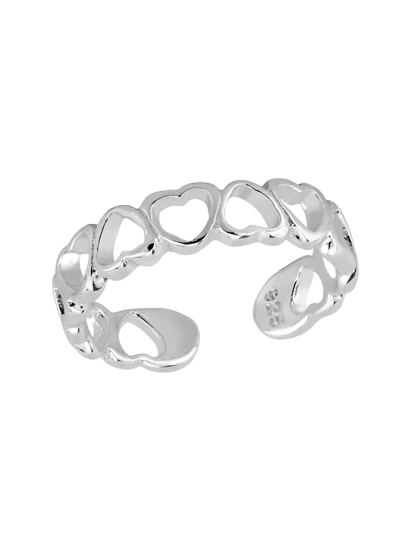 Forever Linked Alternate Sweet hearts Sterling Silver Toe or Pinky Ring for Female Adult Anniversary Jewelry Gift
