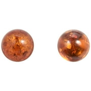 AeraVida Glowing Round Simulated Amber .925 Sterling Silver Stud Cosmic Earrings Anniversary Jewelry Gift for Women Accessories