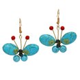 thumbnail image 1 of AeraVida Gorgeous Mix of Colorful Stones & Brass Butterfly Dangle Earrings, 1 of 4