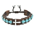 thumbnail image 1 of AeraVida Inspirational Cross and Blue Turquoise Stone Leather Unisex Cuff Bracelet, 1 of 7