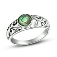 thumbnail image 1 of AeraVida Intricate Lace Swirl Vines Round Abalone Shell Sterling Silver Ring-9, 1 of 7