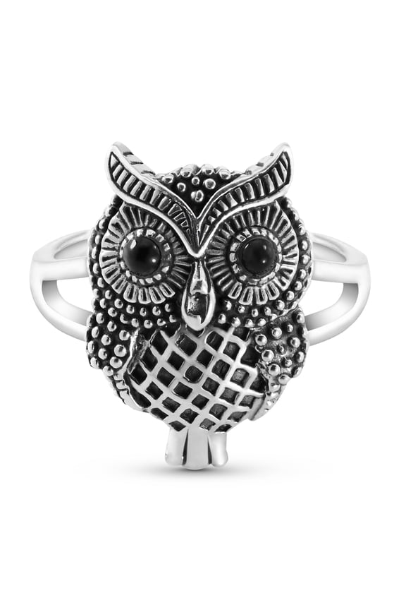 Intuitive Magic Owl .925 Sterling Silver Ring for Female Anniversary Size-8
