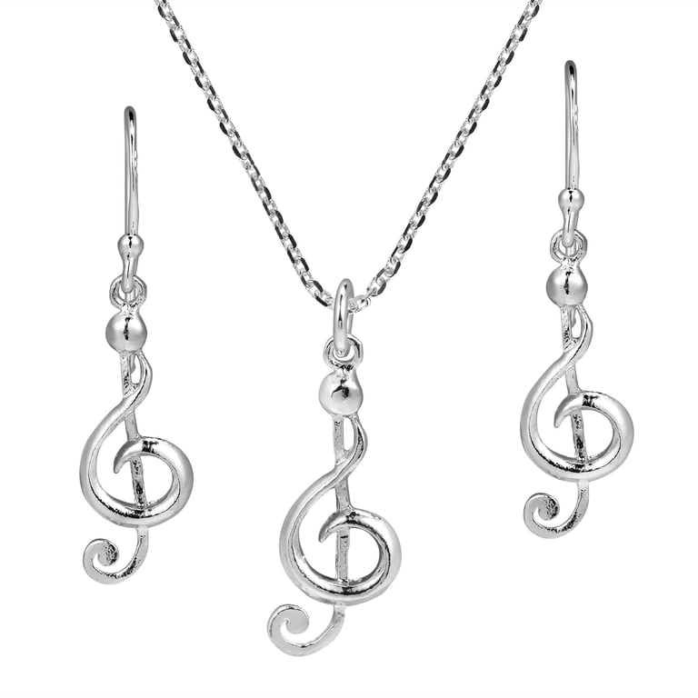 925 Sterling Silver Music Clef Necklace With Zirconia Stone - Love Gift