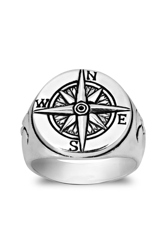 Love of Travel Inspirational Compass Star Guide Sterling Silver Ring Classic and Sttylish Meaningful Jewelry Casual and Unique Unisex Jewelry Gifts