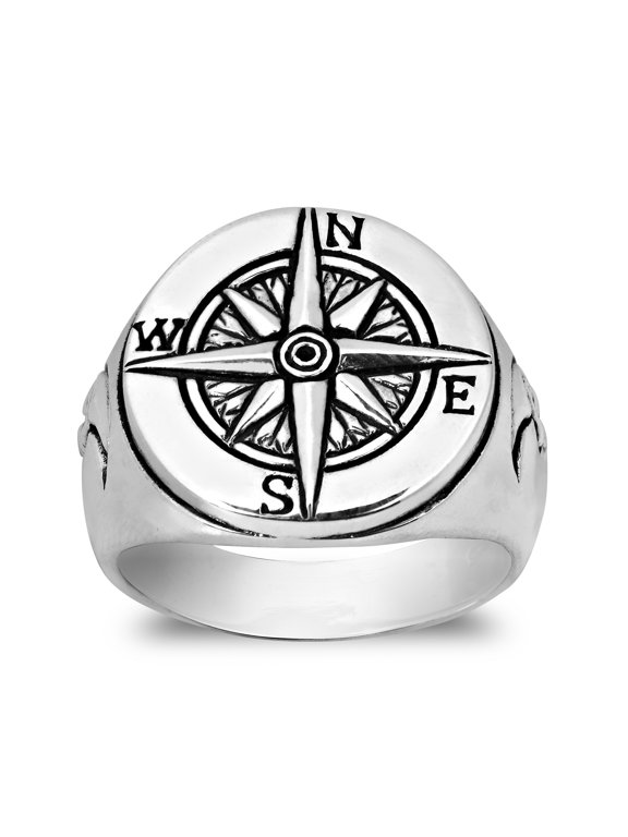 Love of Travel Inspirational Compass Star Guide Sterling Silver Ring Classic and Sttylish Meaningful Jewelry Casual and Unique Unisex Jewelry Gifts