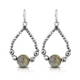 thumbnail image 1 of AeraVida Metallic Teardrop Silver Beads and Round Labradorite .925 Silver Dangle Earrings, 1 of 7