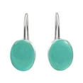 thumbnail image 1 of AeraVida Minimalist Green Turquoise Ovals Sterling Silver Hook Dangle Earrings, 1 of 7