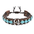 thumbnail image 1 of AeraVida Mystical Meditation Aum or Om Brown Tiger's Eye Stone and Brass Bead Casual Tribal Chic Toggle Clasp Jingle Bell Bracelet Unisex Jewelry Gifts, 1 of 6