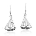 thumbnail image 1 of AeraVida Nautical Themed Sailboat Sterling Silver Fishhook Dangle Earrings, 1 of 6